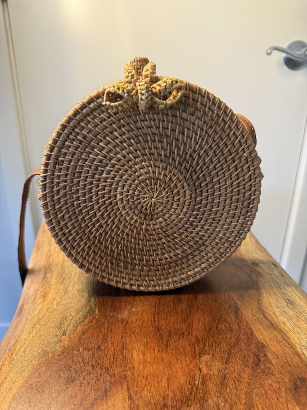 Round Rattan Straw Crossbody Bag